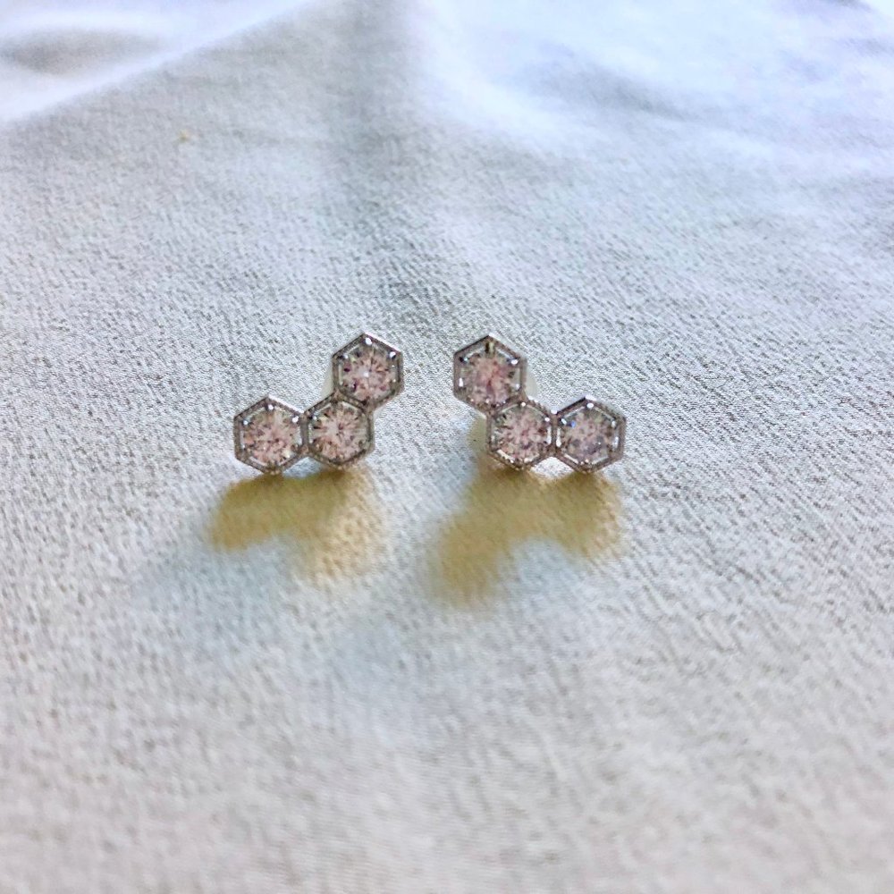 New unique sterling silver hexagon shaped earrings